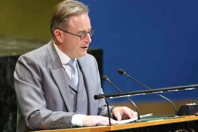 Perdana Menteri Belgium, Bart De Wever, berucap semasa Sidang Kemuncak Pertubuhan Bangsa-Bangsa Bersatu mengenai Palestin di ibu pejabat PBB.-AFP