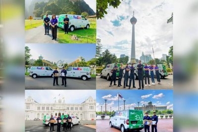 Van elektrik FedEx dirakam berlatarbelakangkan mercu tanda ikonik di Kuala Lumpur, Putrajaya, Ipoh, Pulau Pinang dan Johor menandakan pelancaran perluasan armada EV syarikat itu di peringkat nasional.
