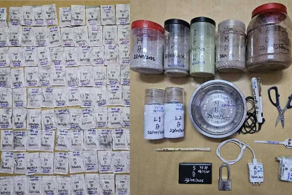 Antara barang yang dirampas dalam serbuan di sekitar George Town.