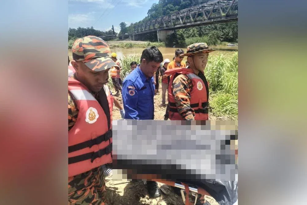 Mayat dihantar ke Jabatan Forensik Hospital Kinabatangan bagi tujuan bedah siasat. Foto JBPM/APM