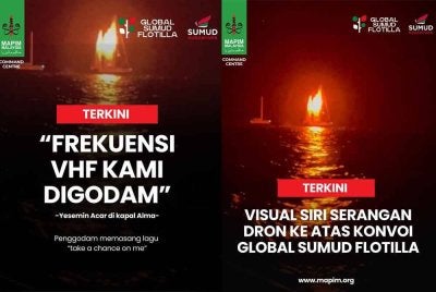 34 sukarelawan Malaysia dalam misi Global Sumud Flotilla (GSF) kekal dalam keadaan selamat dan bersiap-siaga penuh susulan ancaman letupan, dron dan gangguan komunikasi yang berlaku pada pagi Rabu.