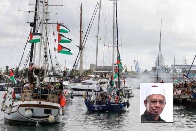 Seramai 15 rakyat Malaysia dilapor menyertai pelayaran Global Sumud Flotilla bermula 31 Ogos lalu dari Pelabuhan Barcelona, Sepanyol. - Gambar hiasan. (Gambar kecil: Zulkifli)