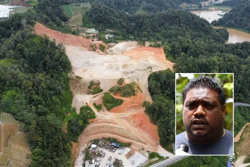 Reach mengges semua projek pembangunan berimpak tinggi di kawasan Cameron Highlands dihentikan sementara susulan kebimbangan berlakunya bencana tanah runtuh dan banjir lumpur ketika fenomena La Nina melanda. Gambar kecil: Dilip Martin