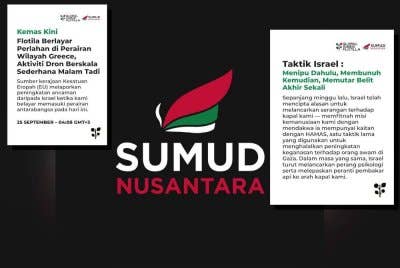 Sumud Nusantara memaklumkan konvoi Global Sumud Flotilla (GSF) berlayar perlahan, aktiviti dron tahap sederhana.