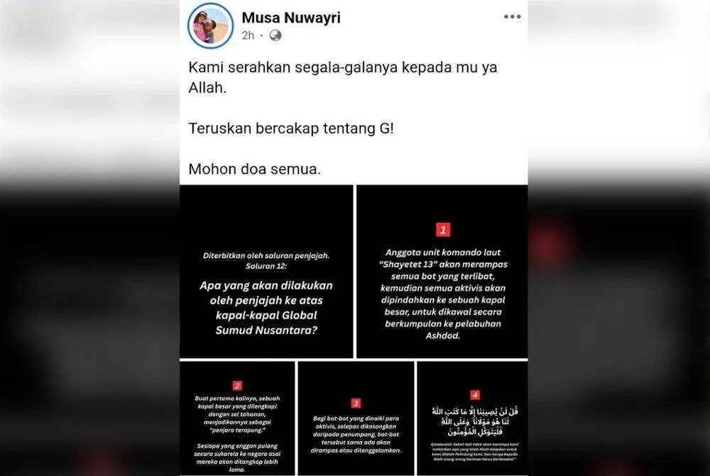 Hantaran Ahmad Musa yang memetik laporan Saluran 12 pada Jumaat.