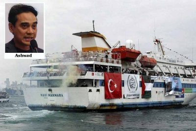 Kapal Flotilla Mavi Marmara yang membawa bantuan kemanusiaan dan bahan binaan bagi memecahkan sekatan Israel ke atas Gaza pada 2010.