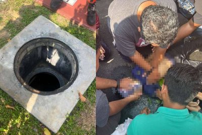 Saluran kumbahan lokasi mangsa terjatuh.