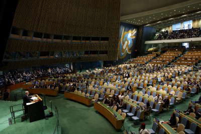 Keadaan dewan kosong ketika Netanyahu memberikan ucapan tahunan di UNGA pada Jumaat.