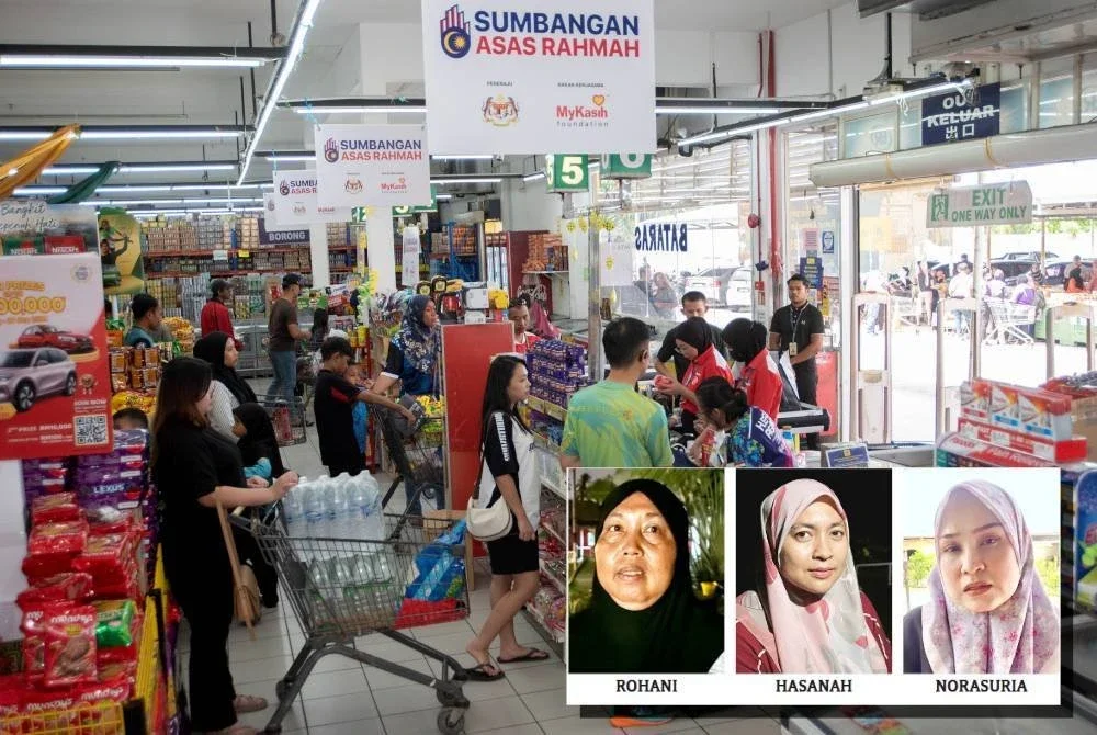 Kerajaan diminta terus menyalurkan bantuan STR, subsidi Rahmah dan SARA kerana harga barang terus menekan pengguna. Foto Bernama (Gambar kecil: Rohani, Hasanah, Norasuria)