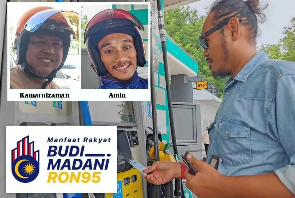 Normaalif ketika menggunakan MyKad untuk menikmati BUDI95 di stesen minyak R&R Ayer Keroh, Lebuh Raya Utara-Selatan (arah utara) pada Selasa.