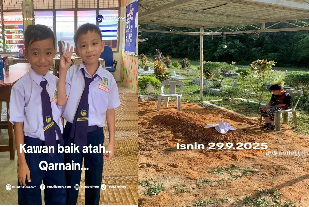 Gambar Qarnain yang dikongsi Khairol Rizal di TikToknya.