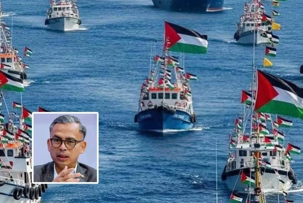 Global Sumud Flotilla yang sedang belayar di perairan antarabangsa dijangka memasuki zon merah R3, iaitu kira-kira 100 batu nautika dari Gaza, pada jam 9 malam ini (waktu Malaysia). - Gambar hiasan. Gambar kecil: Fahmi