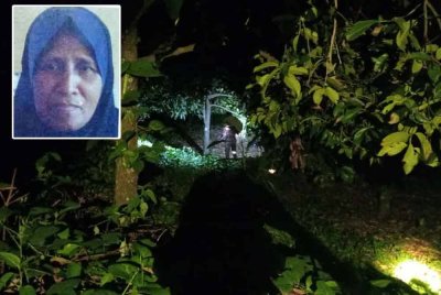 Operasi pencarian di lokasi wanita warga emas (gambar kecil) dilaporkan hilang.