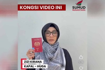 Lapan termasuk Zizi Kirana disahkan ditahan tentera Israel setakat jam 6 pagi waktu Malaysia.
