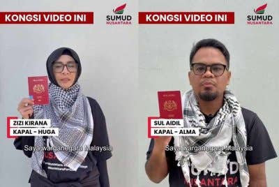 Zizi Kirana dan Sul Aidil antara lapan disahkan ditahan tentera Israel setakat jam 6 pagi waktu Malaysia.
