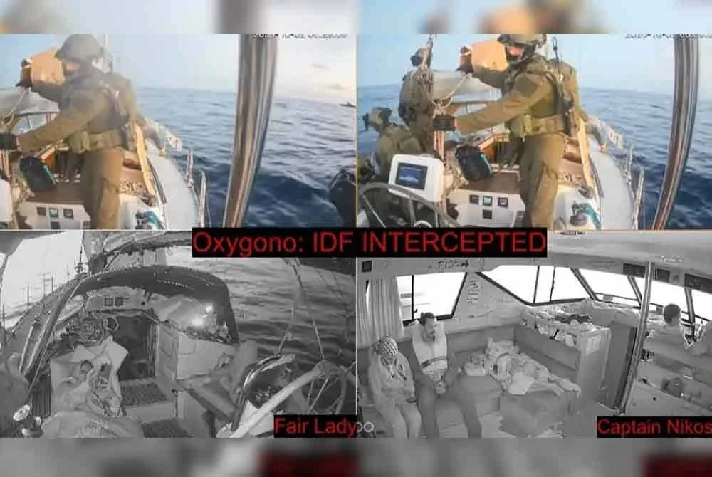 Tentera Israel merampas kapal terakhir flotila bantuan Gaza, Marinette dan menahan ratusan aktivis antarabangsa. Foto AFP