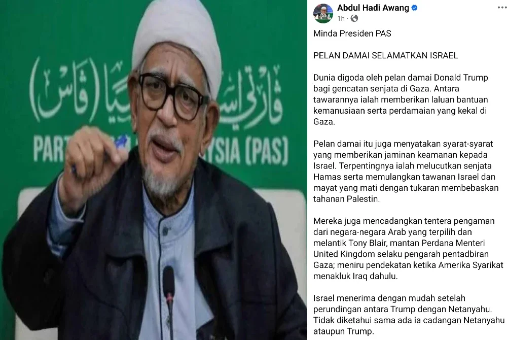 Hantaran Abdul Hadi di Facebook pada Sabtu.