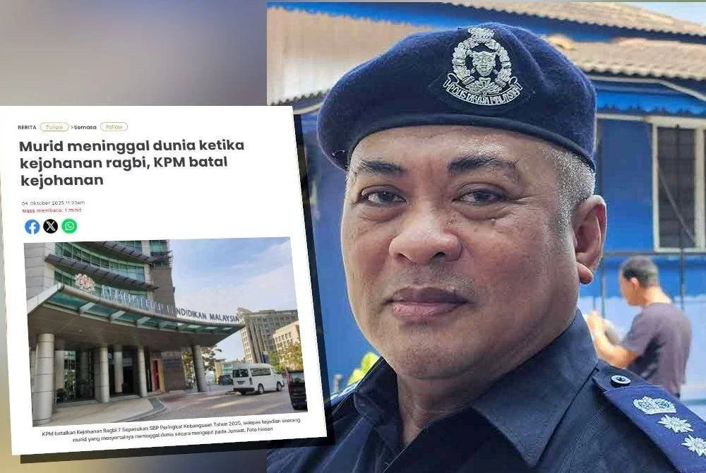 Laporan Sinar Harian berhubung kes murid meninggal dunia ketika kejohanan ragbi, KPM batal kejohanan.