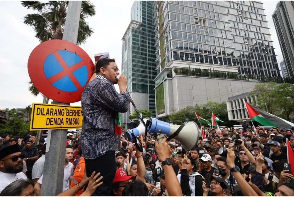 Ahmad Fahmi ketika Himpunan Sumud Flotilla bertempat di ibu negara pada Sabtu. - Foto: Facebook ABIM
