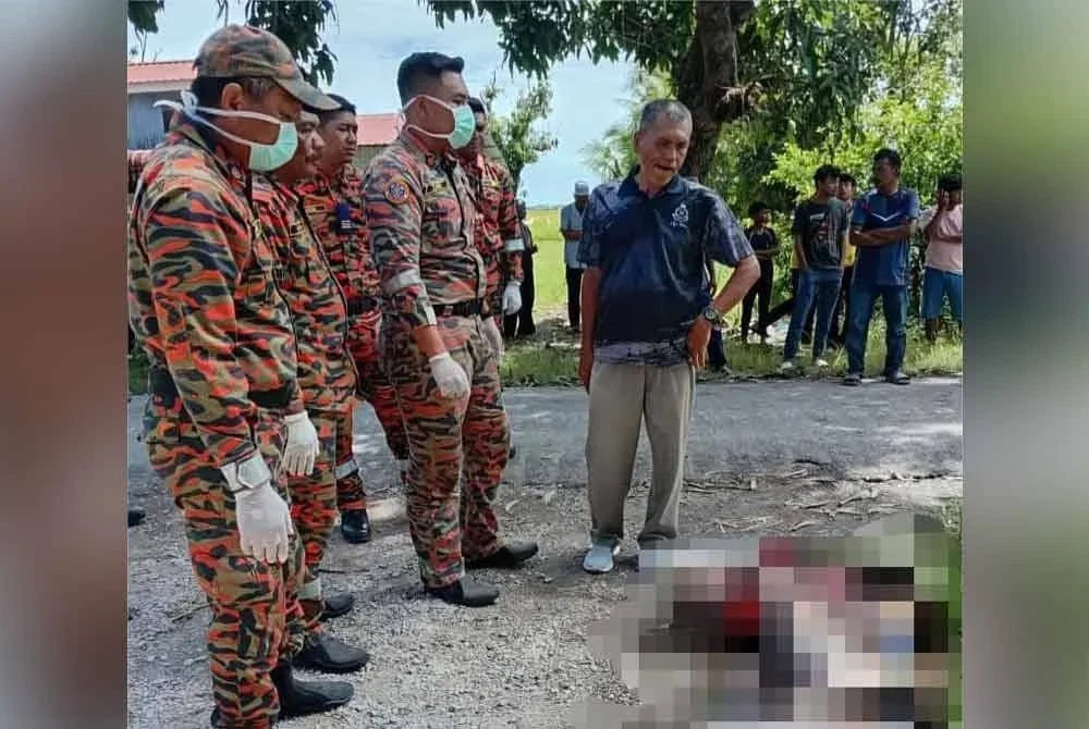 Seorang wanita warga emas berusia 88 tahun ditemui lemas di dalam longkang di Kampung Pida 12 Lama, dekat Jitra pada Sabtu. FOTO: ihsan JBPM Kedah