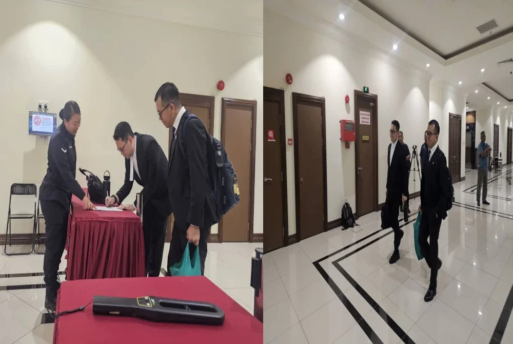 Salah satu pasukan peguam yang hadir sebagai pihak berkepentingan dalam inkues Zara Qairina memasuki bilik Mahkamah Koroner di Kota Kinabalu.