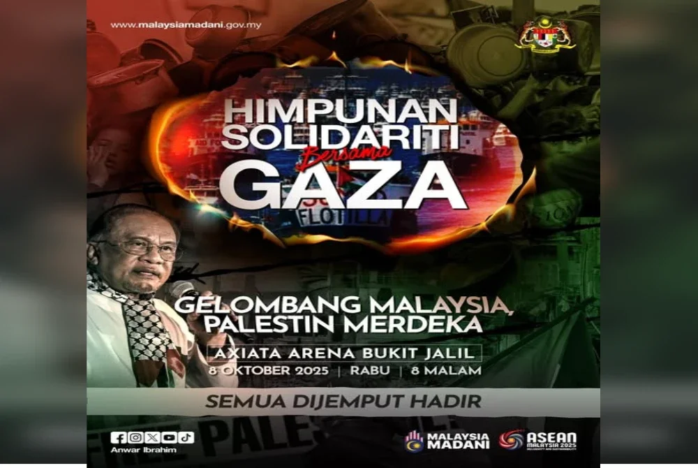 Anwar mengajak seluruh rakyat Malaysia untuk bersama-sama menyertai Himpunan Solidariti Bersama Gaza yang akan diadakan di Axiata Arena, Bukit Jalil, pada jam 8 malam, esok.