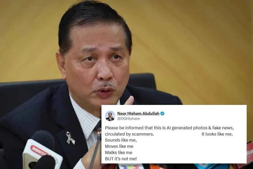 Dr Noor Hisyam menegaskan bahawa kandungan tersebut adalah foto dan video yang dijana AI.