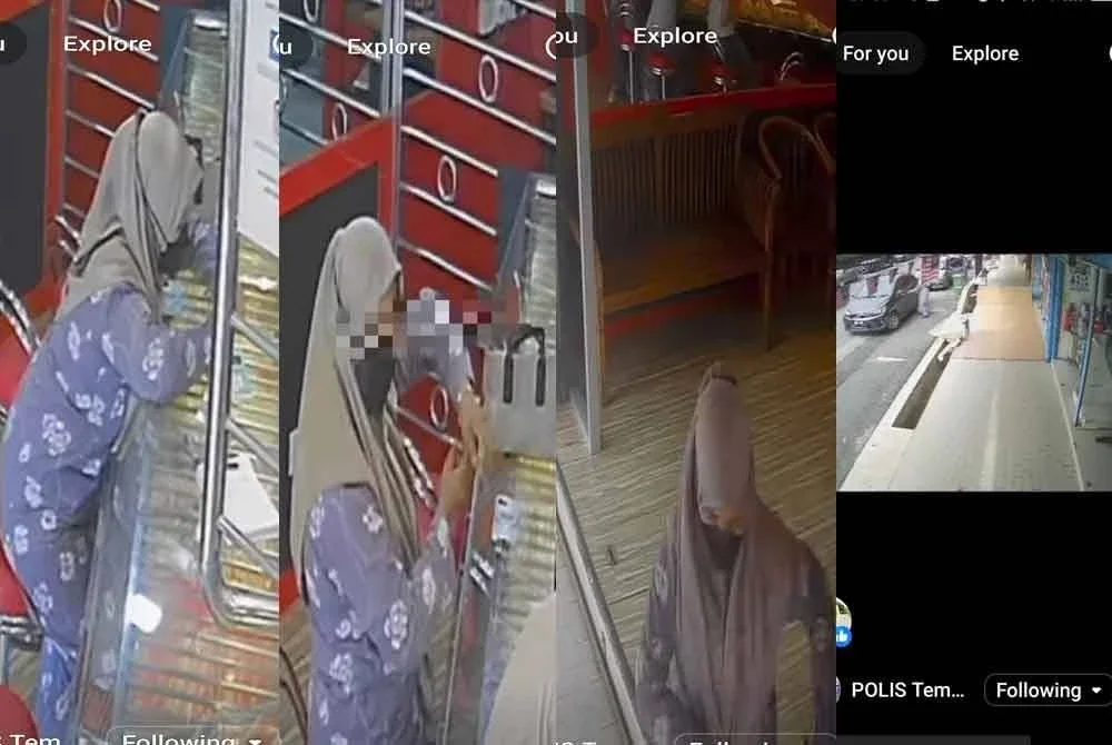 Seorang wanita berpura-pura mahu ambil telefon bimbit di kereta sebelum bertindak membawa lari barang kemas terbabit.