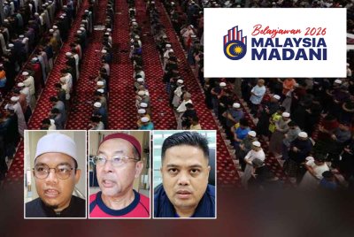 Isu kebajikan seperti kenaikan elaun khususnya melibatkan ‘geng masjid’ seperti siak, imam dan pengerusi perlu diberikan perhatian ketika Belanjawan 2026 kali ini. Gambar kecil dari kiri: Alihadi Alrisi, Hanifah, Muhammad Ridwanto