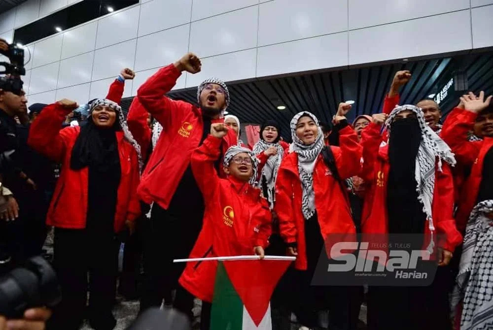 Sukarelawan Malaysia yang menyertai misi GSF ke Gaza selamat pulang ke tanah air pada Selasa malam. Foto Sinar Harian - ASRIL ASWANDI SHUKOR