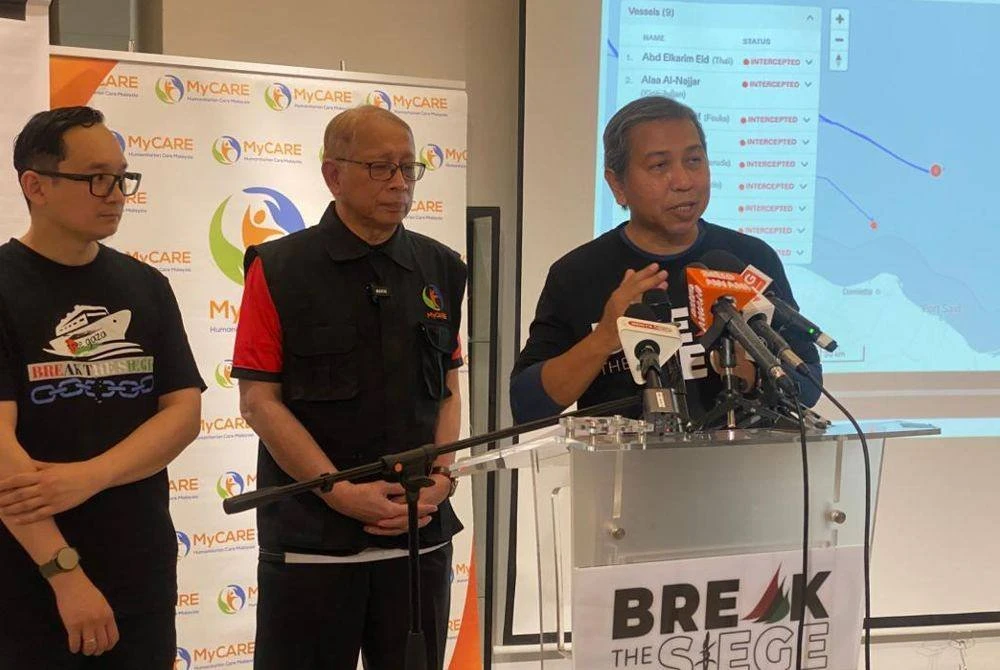 Kamarul Zaman ketika sidang akhbar perkembangan misi Freedom Flotilla Coalition (FFC) x Thousand Madleens to Gaza (TMTG) pada Rabu.