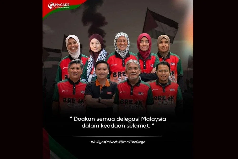 Seramai sembilan rakyat Malaysia terdiri daripada doktor perubatan, wartawan dan pensyarah ditahan selepas dua kapal dinaiki mereka dipintas IDF. Foto: FB MyCARE