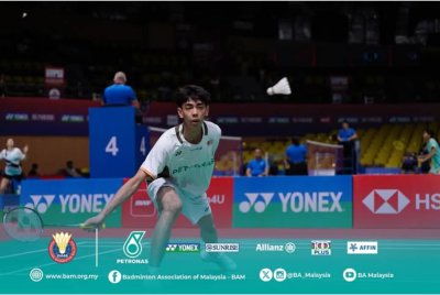 Razeeq antara penyumbang mata Malaysia ketika menentang Kanada dalam aksi Kumpulan C Kejuaraan Berpasukan Campuran Remaja Dunia 2025 di Pusat Kecemerlangan Nasional, Guwahati, pada Selasa. Foto BAM