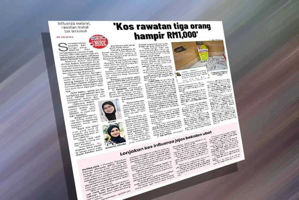 Laporan Sinar Harian pada Khamis mengenai keluhan orang ramai berhubung kos rawatan influenza yang didakwa agak membebankan.