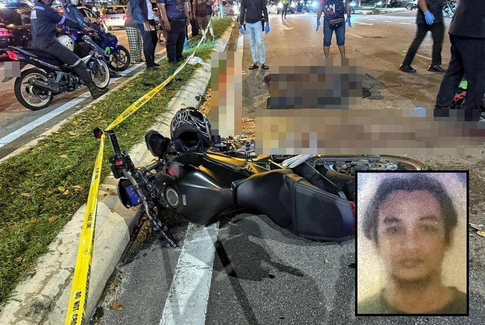 Motosikal mangsa yang terlibat dalam kemalangan hingga meragut nyawa Mohd Huzaimi Abdul Hamid.