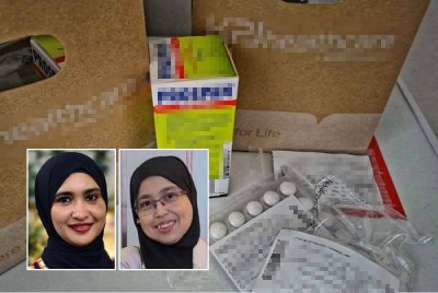 Antara ubat-ubatan yang diambil bagi jangkitan tersebut. Foto ihsan Ahmad Shahrul, gambar kecil dari kiri: Maizatul Syarina, Azlina