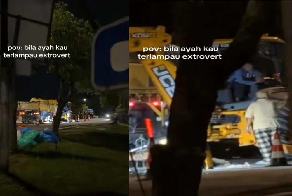 Muhammad Danial merakam detik ayahnya menegur pekerja yang membaiki paip bawah tanah ketika bersiar-siar di taman.