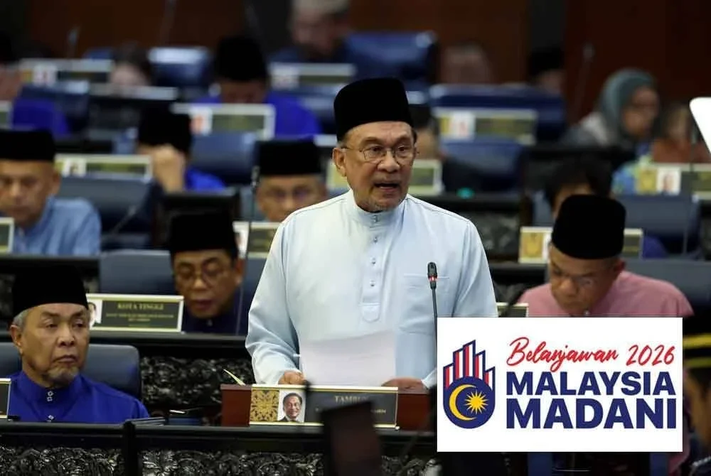 Perdana Menteri merangkap Menteri Kewangan Datuk Seri Anwar Ibrahim membentangkan Belanjawan 2026 di Bangunan Parlimen pada Jumaat. Foto Bernama
