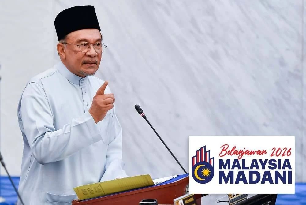 Anwar ketika membentangkan Belanjawan 2026 di Dewan Rakyat hari ini.