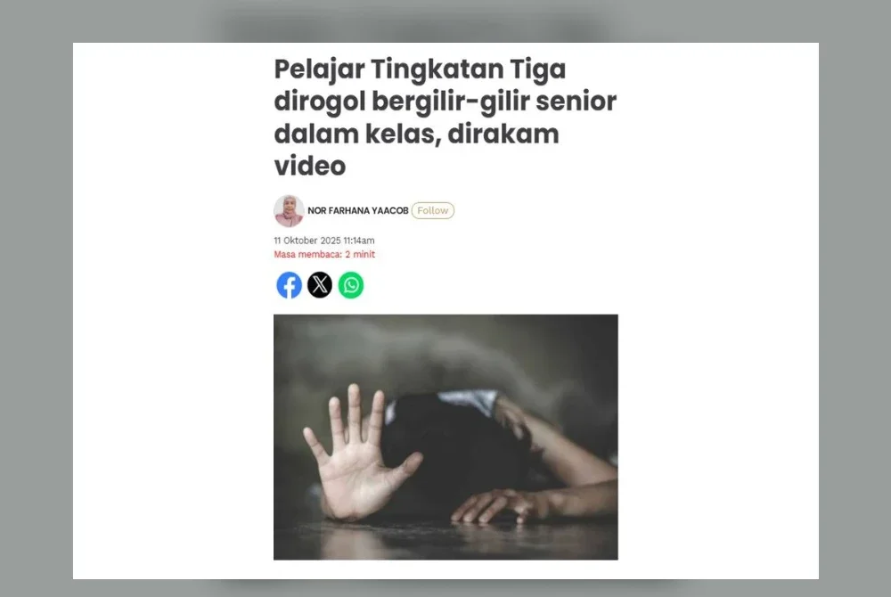 Seorang pelajar perempuan Tingkatan Tiga di sebuah sekolah menengah mengalami trauma termasuk tidak mahu ke sekolah selepas dipercayai menjadi mangsa rogol bergilir-gilir dua pelajar senior.