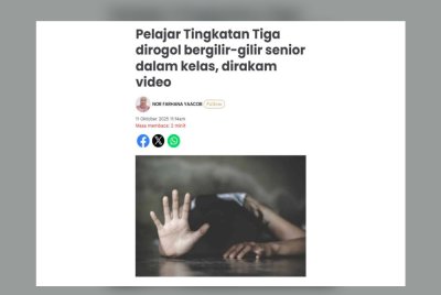 Seorang pelajar perempuan Tingkatan Tiga di sebuah sekolah menengah mengalami trauma termasuk tidak mahu ke sekolah selepas dipercayai menjadi mangsa rogol bergilir-gilir dua pelajar senior.