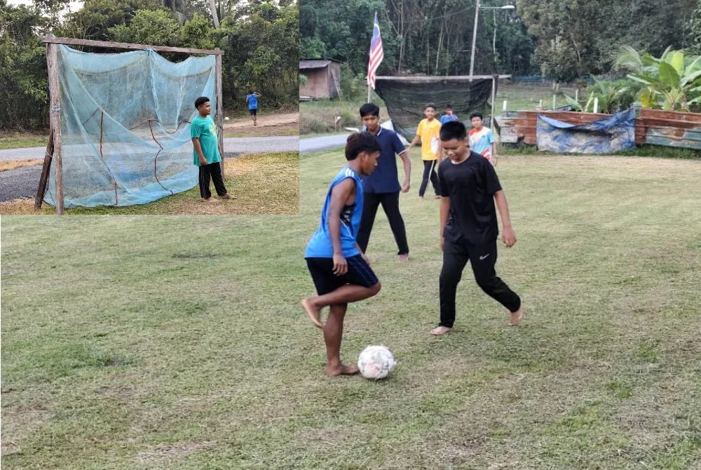 Ketiadaan padang permainan menyebabkan sekumpulan kanak-kanak menjadikan halaman rumah ketua kampung sebagai tempat bermain bola sepak setiap petang.