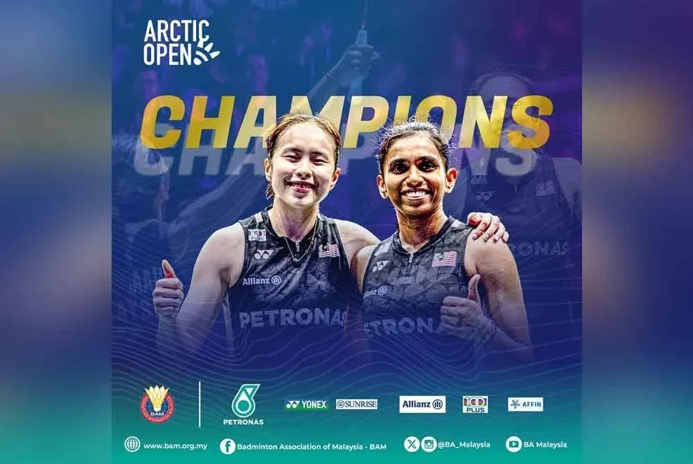 Pearly-Thinaah juara Terbuka Artik Super 500. Foto Badminton Association of Malaysia - BAM