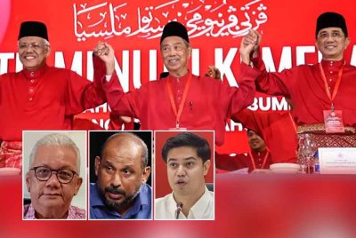 Keputusan terkini Lembaga Disiplin Bersatu dilihat berisiko memberi impak negatif terhadap Muhyiddin dan pucuk kepimpinan parti dalam usaha untuk mengukuhkan keyakinan akar umbi Bersatu serta PN. Gambar kecil dari kiri: Azizi, Mohd Rafiq, Na’im Brundage