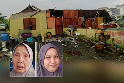 Antara rumah penduduk yang turut terkesan dalam kejadian ribut ini. Gambar kecil dari kiri: Nusiah, Zainah