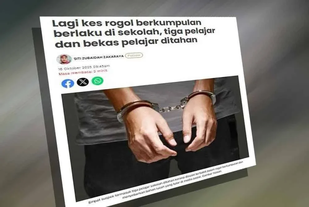 Sinar Harian sebelum ini melaporkan tiga pelajar dan seorang bekas pelajar sebuah sekolah menengah ditahan selepas disyaki melakukan rogol secara berkumpulan dan menyebarkan bahan lucah.