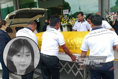 Suasana pilu menyelubungi Krematorium Nirvana, Seksyen 21 di sini apabila keluarga, guru dan rakan-rakan hadir memberikan penghormatan terakhir kepada mendiang Yap Shing Xuen.