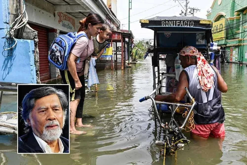 Ribut Tropika Fengshen yang melanda Filipina menyebabkan beberapa kawasan terjejas banjir di negara itu. - Foto: Reuters, gambar kecil: Azizan