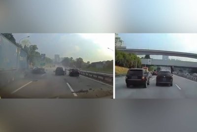 Video tular memaparkan kemalangan di NKVE pada Sabtu.