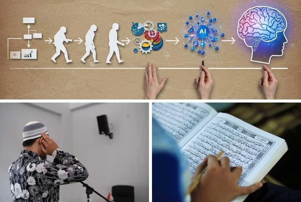 TEKNOLOGI kecerdasan buatan (AI) kini sudah mampu meniru suara manusia dan ada yang menggunakannya untuk membaca al-Quran atau melaungkan azan di dalam masjid. -Gambar hiasan/ Foto: CANVA